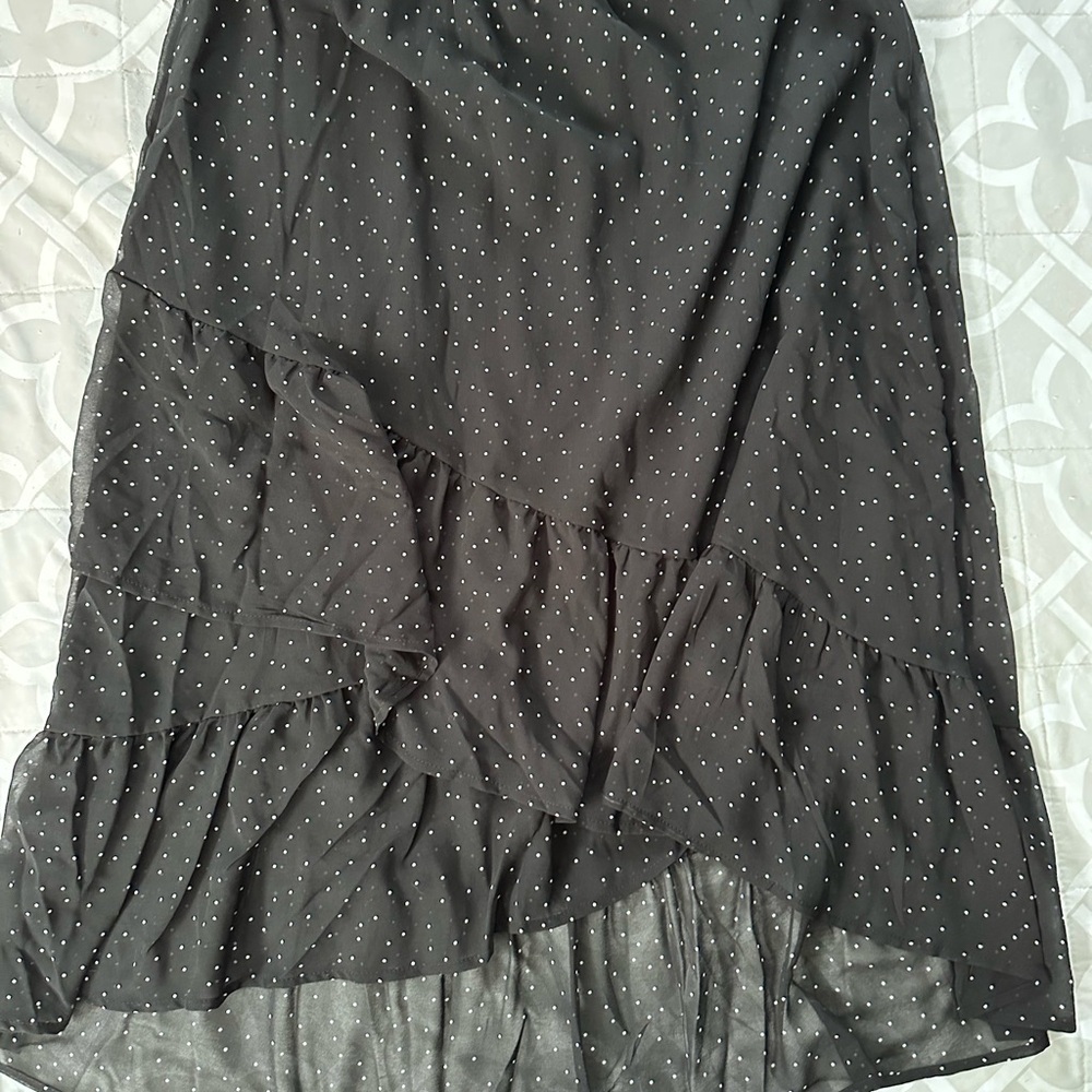A New Day Black Asymmetrical Tiered Midi Skirt- Worn once